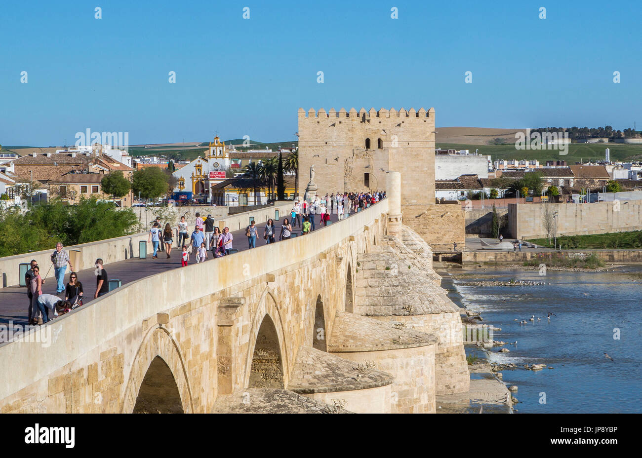 Espagne, Andalousie, région de la ville de Cordoba, pont romain, la Tour de Calahorra Banque D'Images