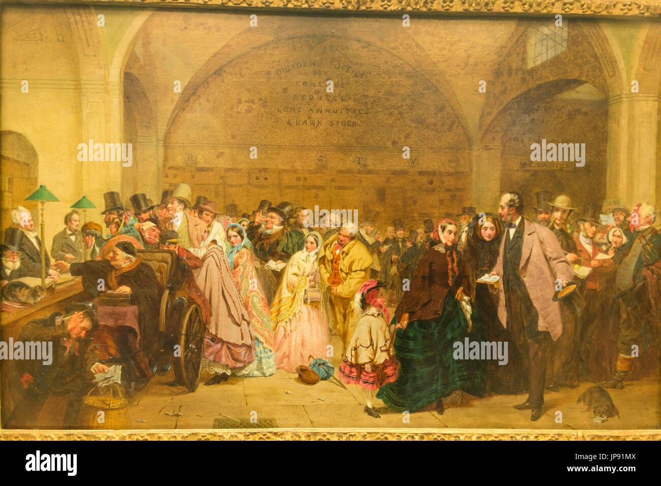 L'Angleterre, Londres, la ville, Bank of England Museum, peinture de jour de versement de dividendes dans le dividende social Banque D'Images