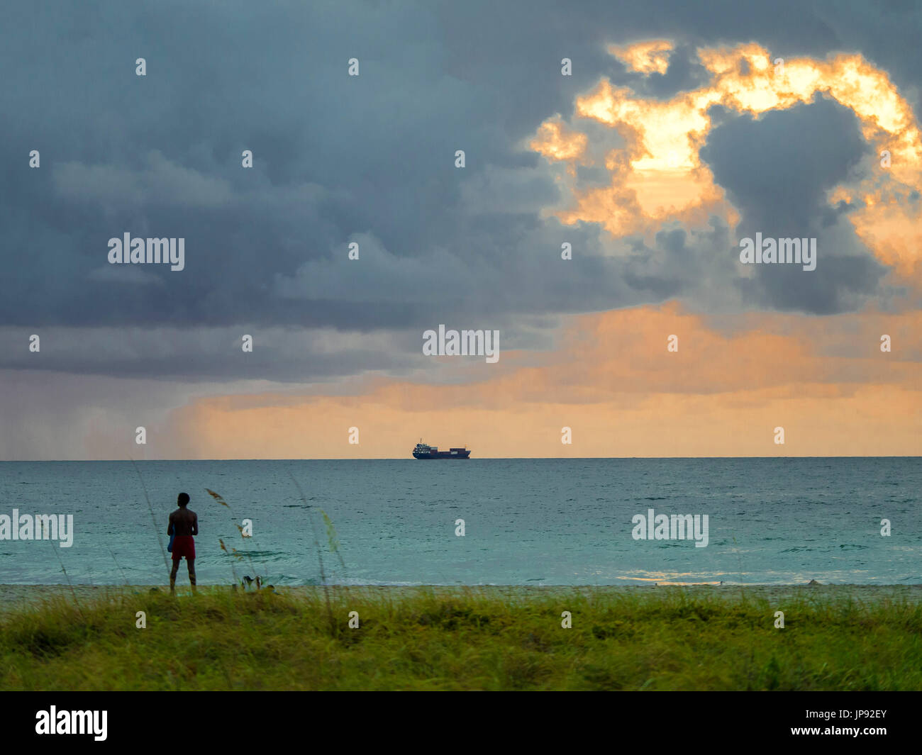 Lever du soleil de Miami Beach, Floride, USA Banque D'Images