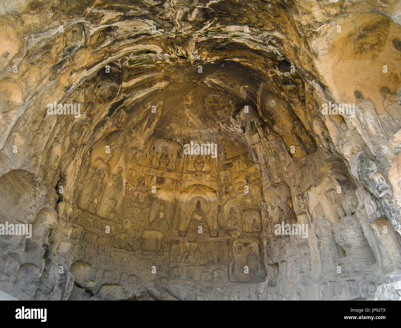 Le Groupe des niches, mur principal d'Laolongdong, Grotte Grottes de Longmen, Luoyang, Chine Banque D'Images