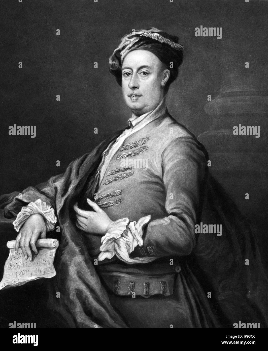 George Frideric Handel (ou Frederick) (1685-1759), une gravure de 1821 C Turner à partir d'un portrait par William Hogarth Banque D'Images