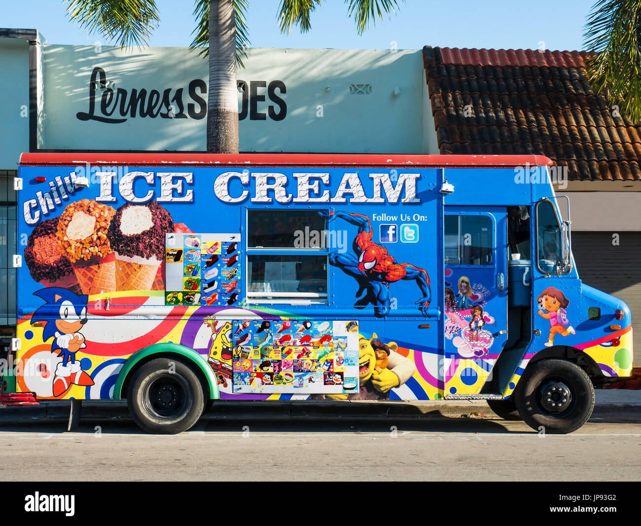 La vente de la crème glacée Van, Miami, Floride, USA Banque D'Images