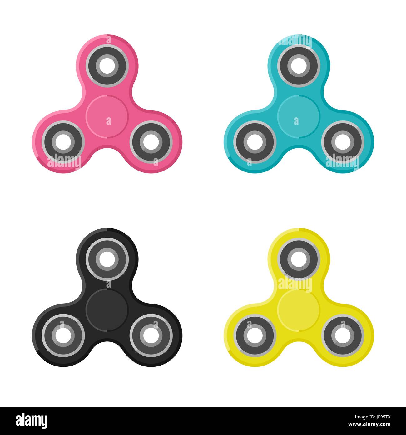 Fidget spinners dans style plat Illustration de Vecteur