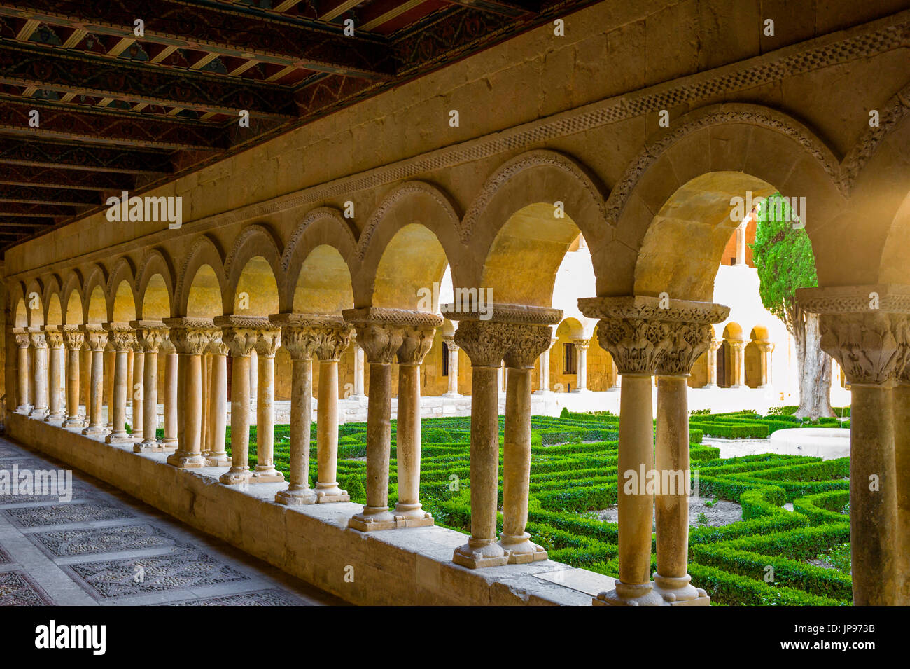 Cloître roman de Santo Domingo de Silos Monastery, Espagne Banque D'Images