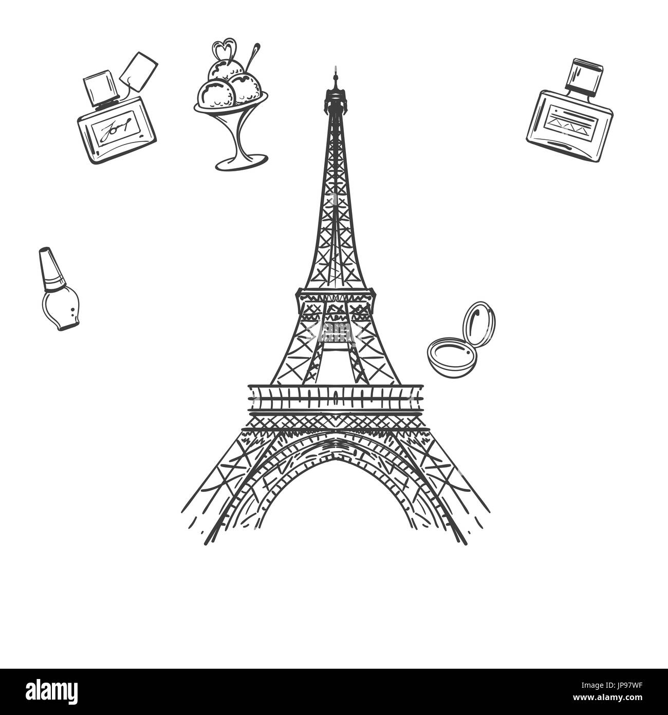 Paris coloriage avec des couleurs du nuancier, vector illustration Illustration de Vecteur