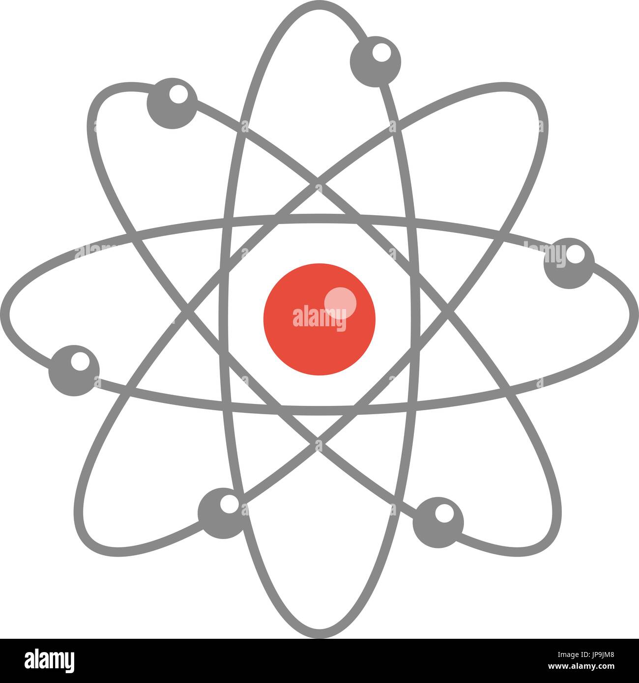 Molécule atome, plat, icône de style dessin animé. Isolé sur fond blanc. Vector illustration. Illustration de Vecteur