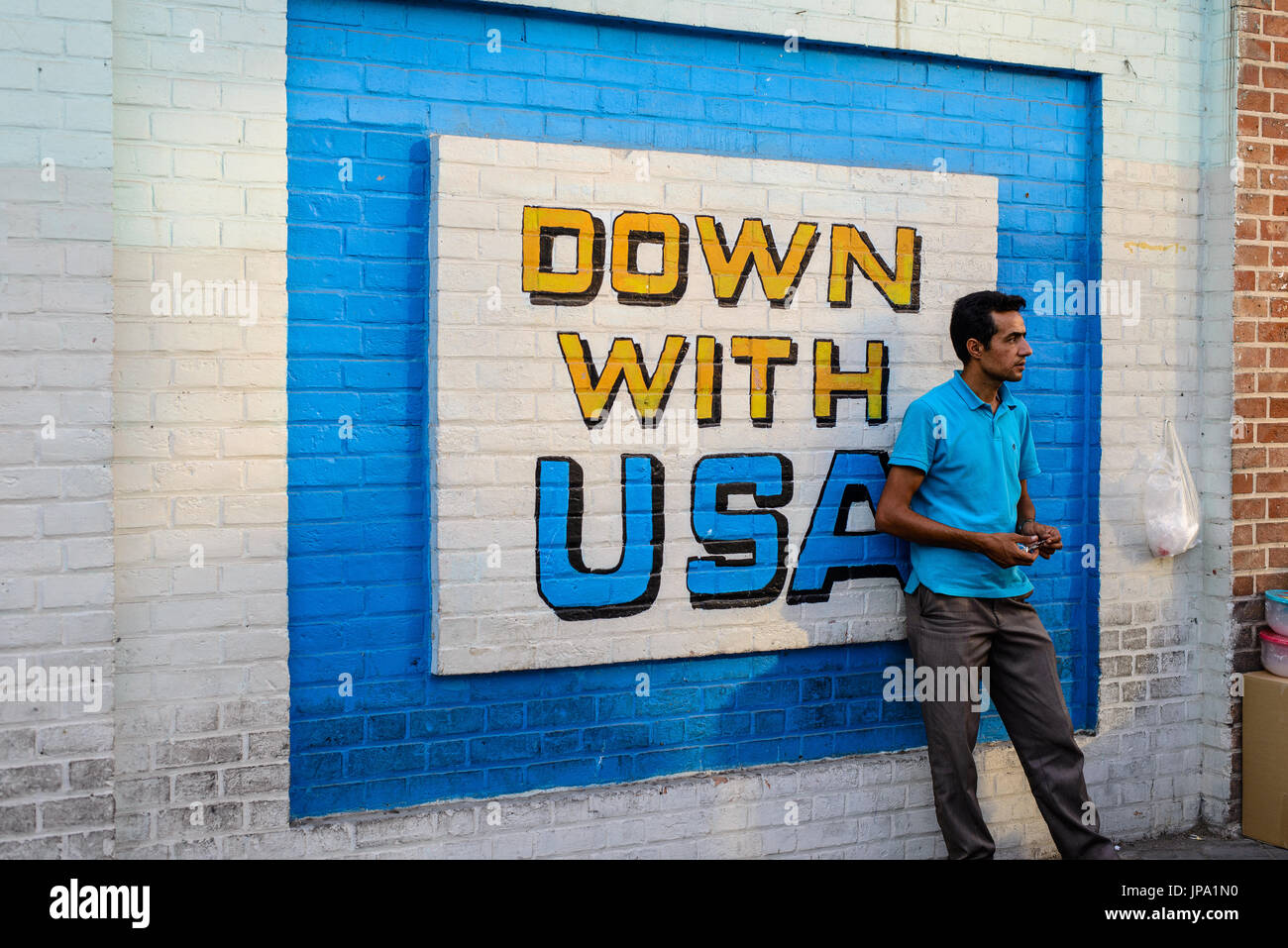 Téhéran, Iran - Octobre 01, 2014 : peinture sur l'ancienne ambassade des États-Unis, Téhéran Banque D'Images