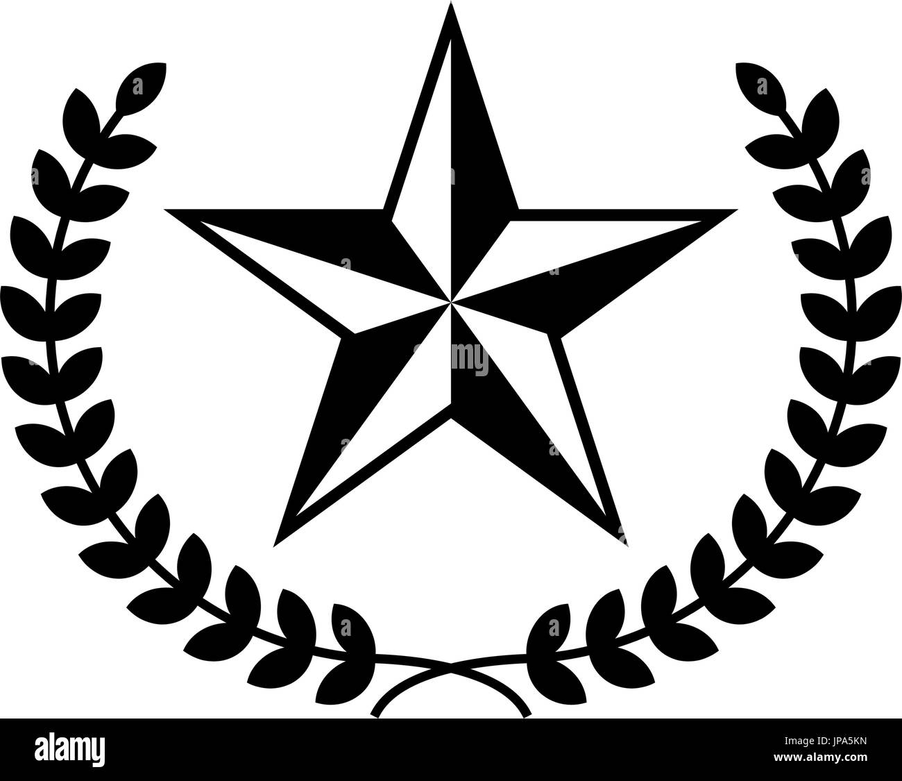 Etoile A Cinq Branches Vector Icon Avec La Couronne De Laurier Etoile Noire Sur Fond Blanc Image Vectorielle Stock Alamy