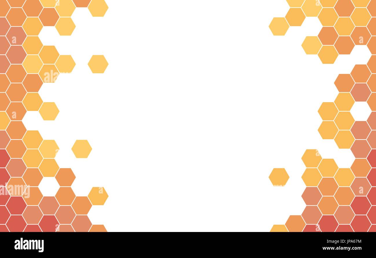 Vector background géométrique avec l'orange et le rouge d'hexagones. Illustration de Vecteur