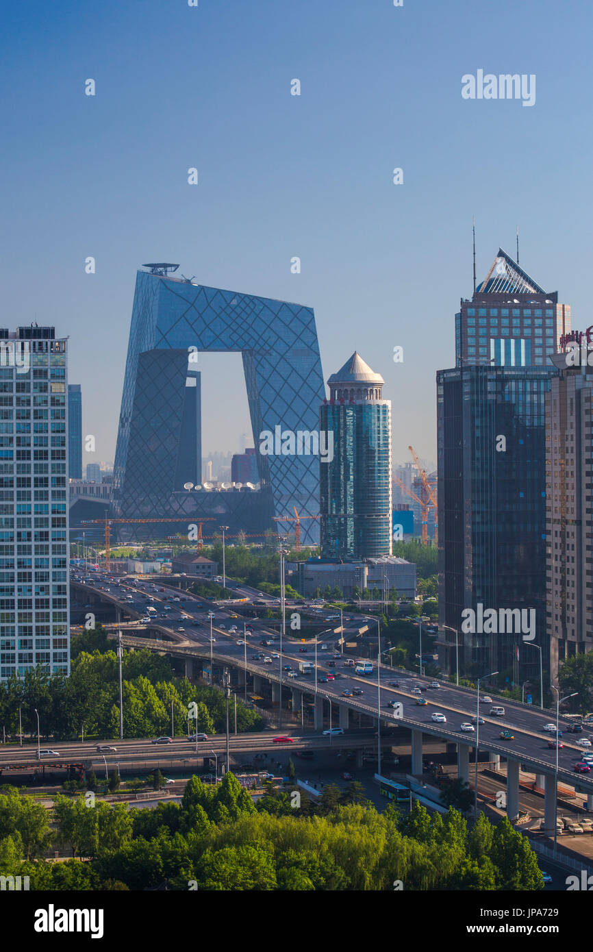 La Chine, Beijing, ville du District de Guomao, Skyline East second ring road, Siège CCTV Banque D'Images