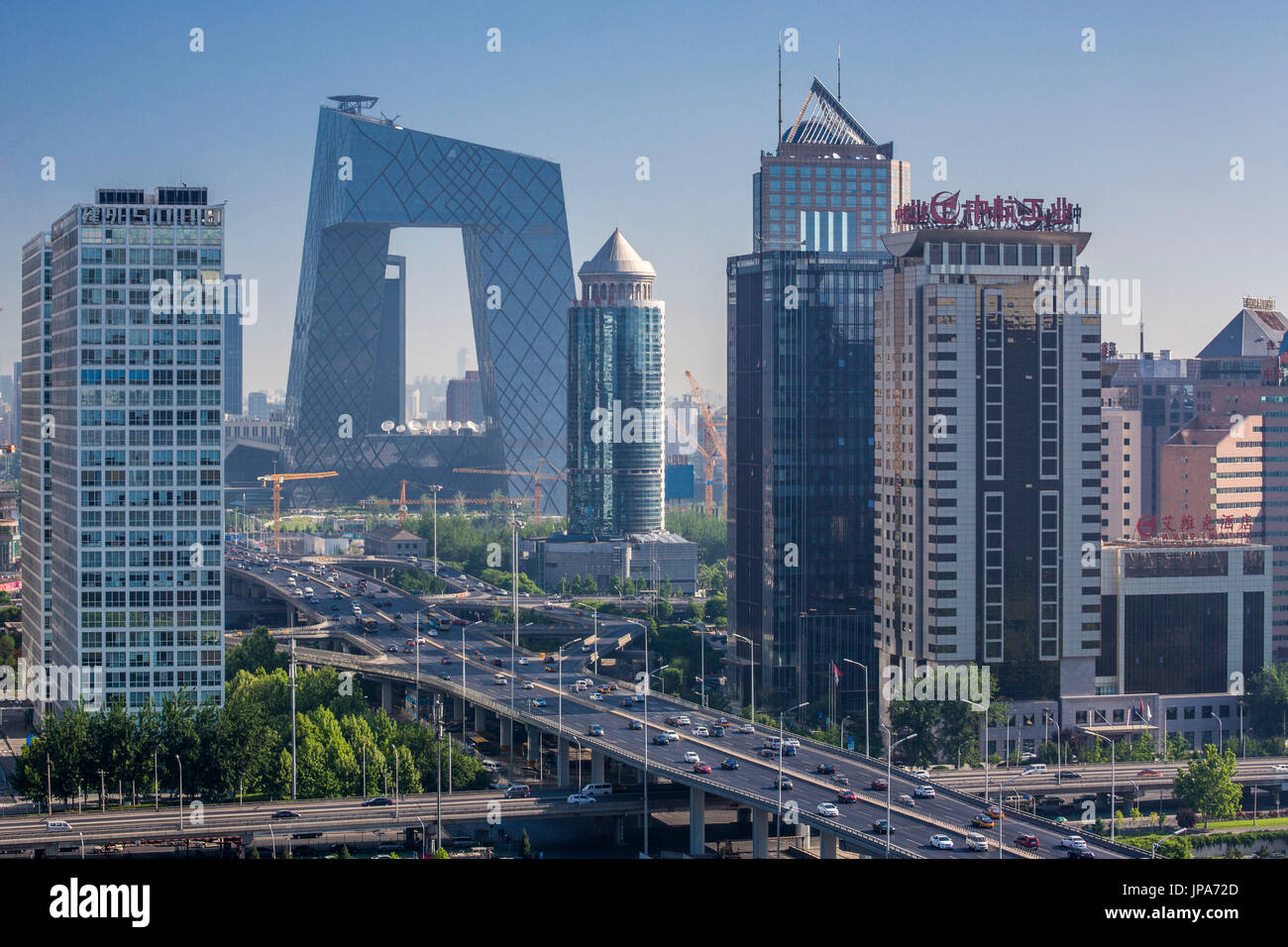 La Chine, Beijing, ville du District de Guomao, Skyline East second ring road, Siège CCTV Banque D'Images