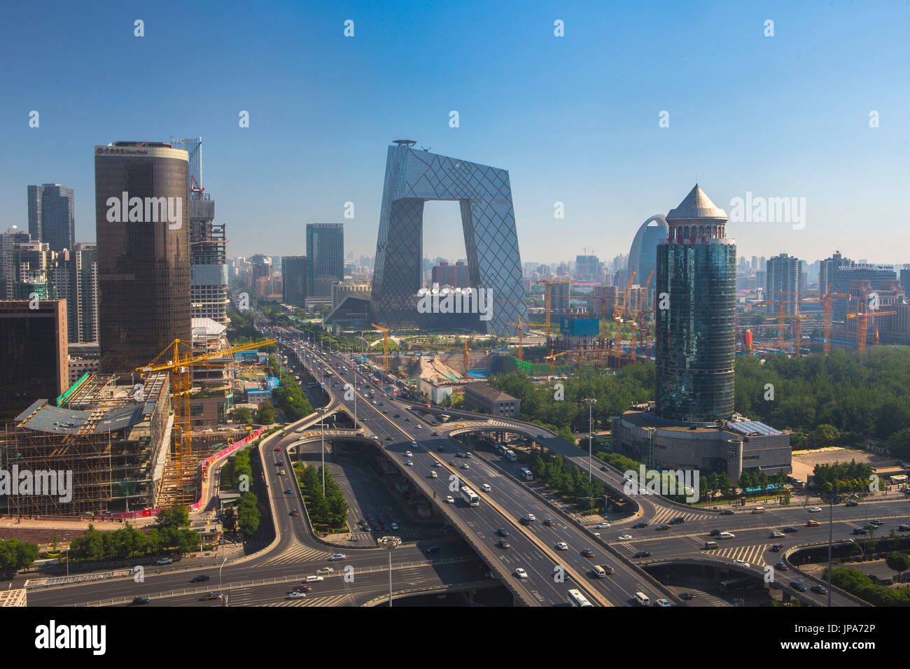 La Chine, Beijing, ville du District de Guomao, Skyline East second ring road, Siège CCTV Banque D'Images