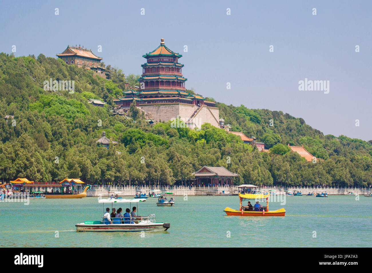 La Chine, la ville de Beijing, le Palais d'été, la colline de la longévité, Bouddhiste Fragance Pavilion, le Lac de Kunming Banque D'Images
