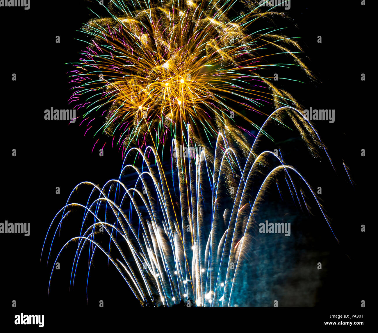 Le 4 juillet, Fireworks, Miami, Floride, USA Banque D'Images