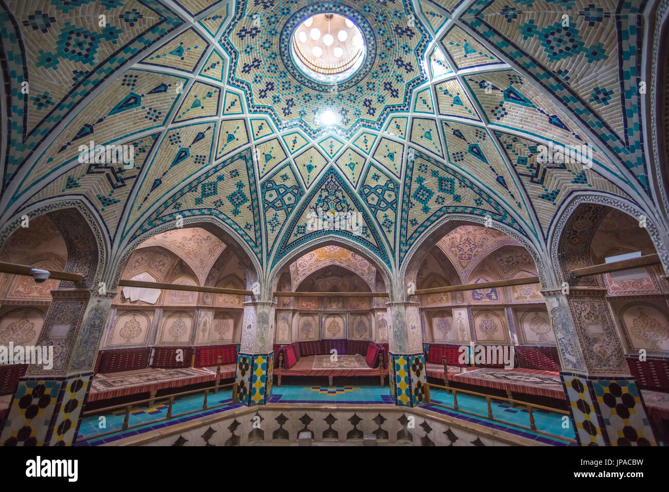 L'Iran, Kashan, ville Hammam Sultan Ahmad Mir (maison), baignoire, Banque D'Images
