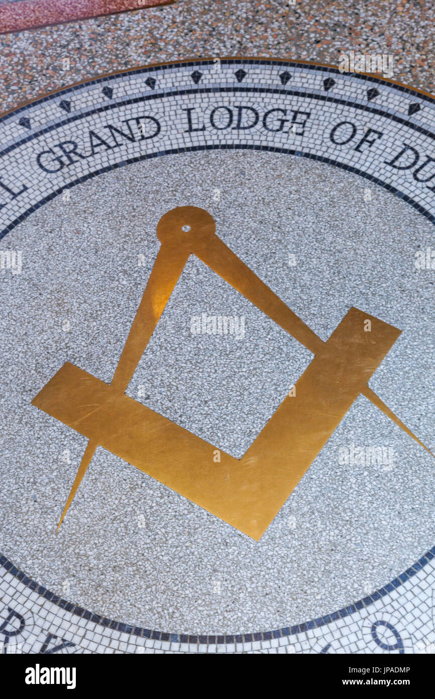 L'Angleterre, dans le comté de Durham, le musée en plein air Beamish, la Franc-maçonnerie, la Grande Loge Maçonnique Le Square and Compass Sign Banque D'Images