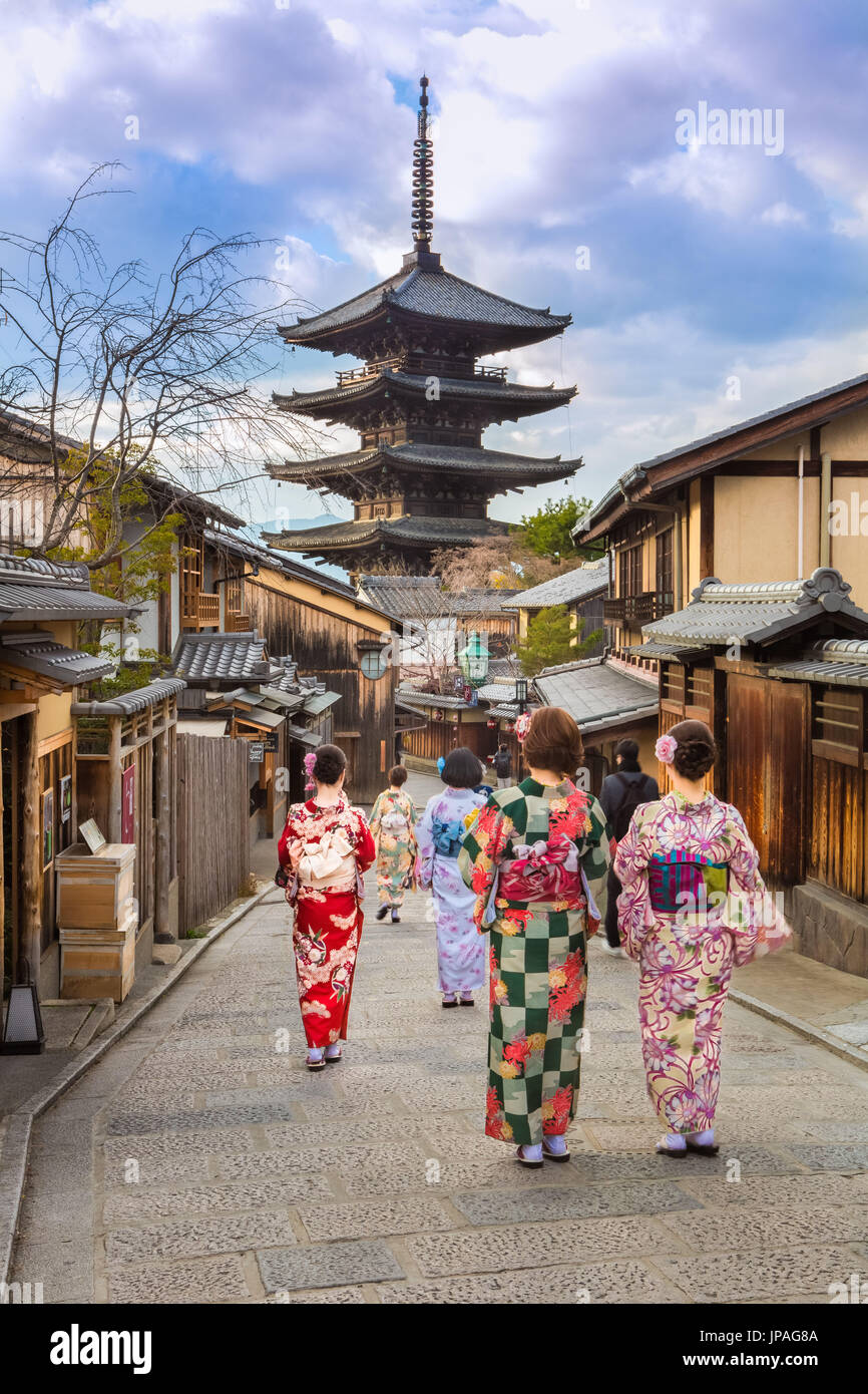 Le Japon, la ville de Kyoto, Gion , La Pagode Yasaka Banque D'Images