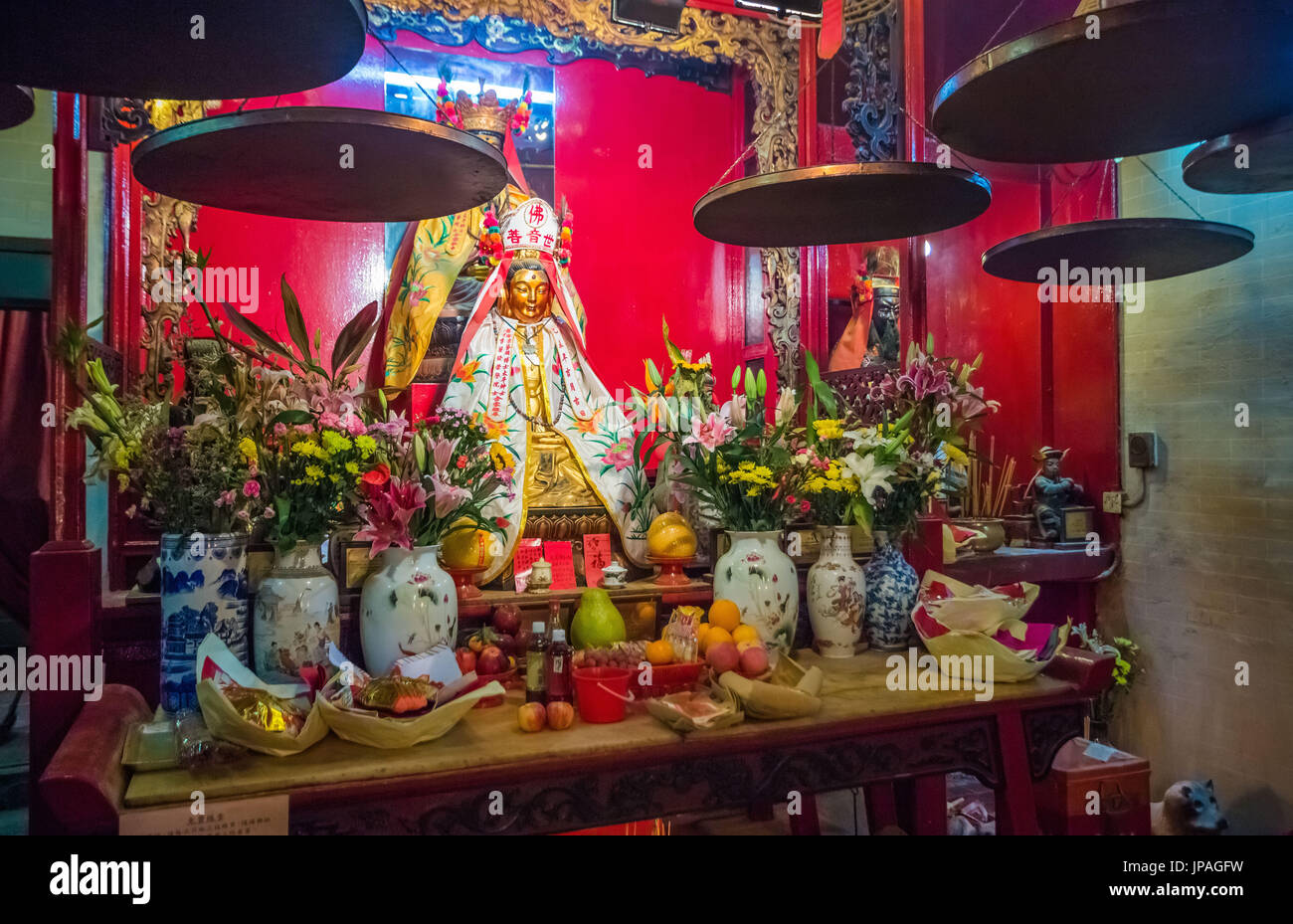 Hong Kong City, District de Sheung Wan, Temple Man Mo Banque D'Images