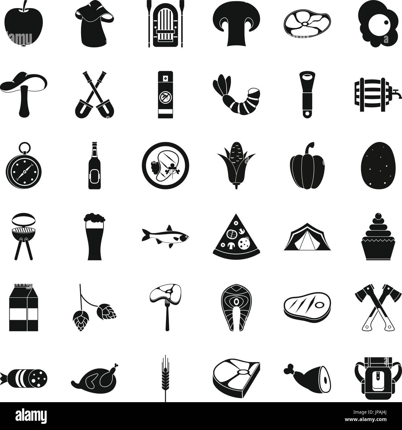 Icons set barbecue, le style simple Illustration de Vecteur
