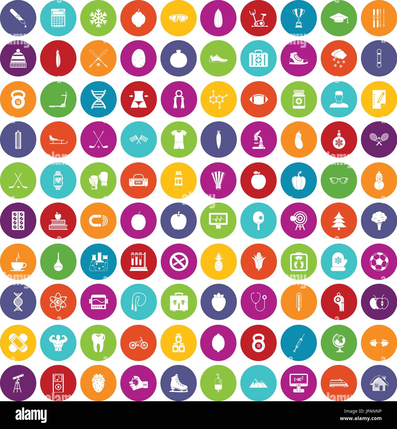 100 personne bien définir la couleur des icônes Illustration de Vecteur