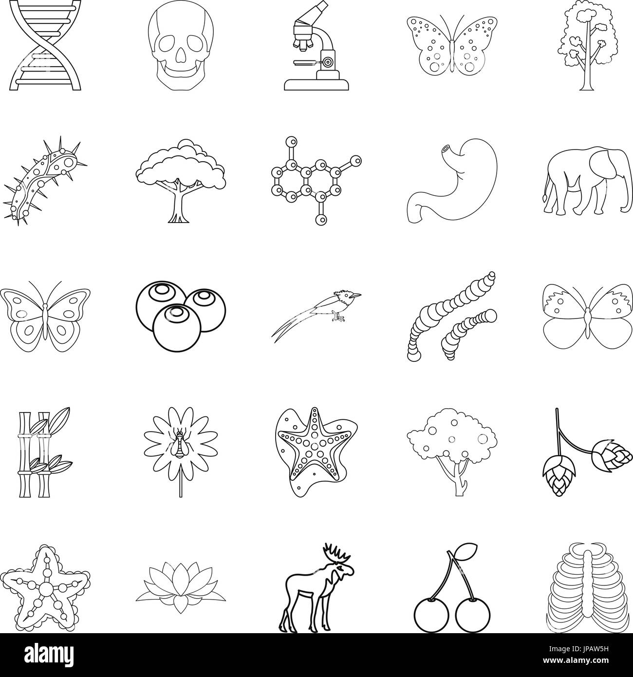 Icons set organique style du contour, Illustration de Vecteur