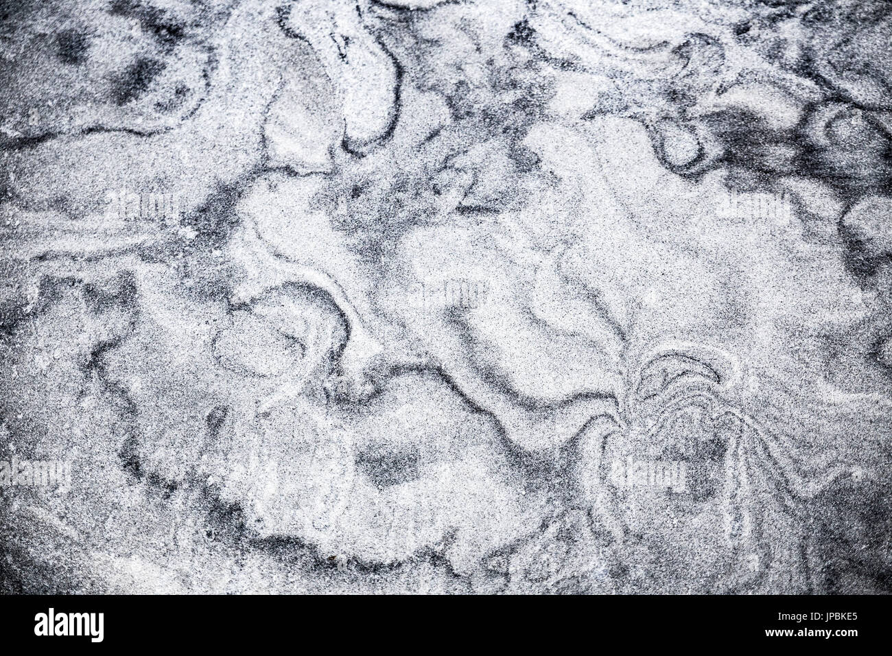 Dessin sur sable sur Skagsanden beach, l'île de Lofoten, Norvège Banque D'Images