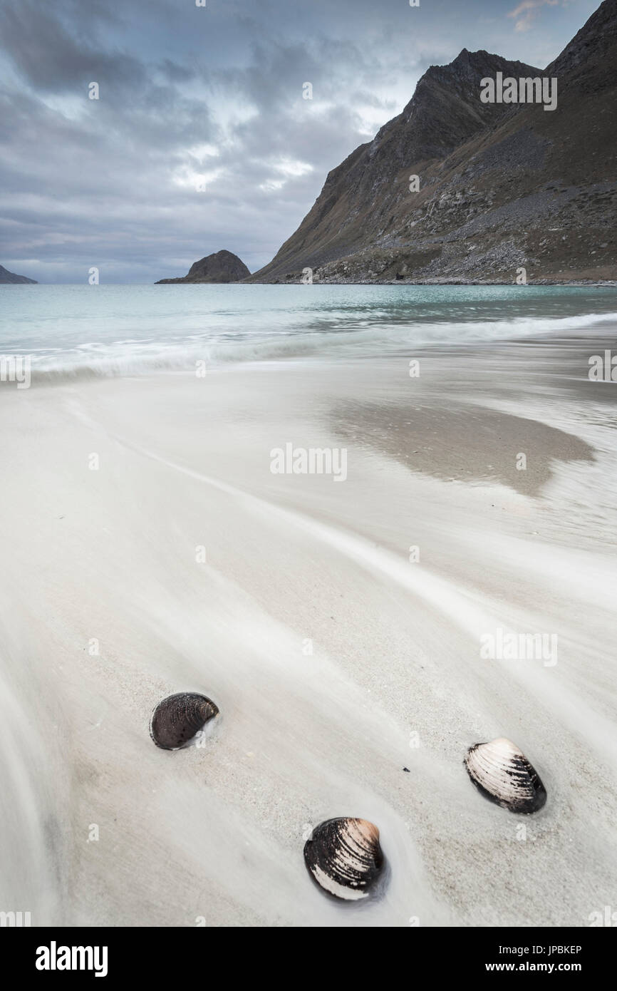 Haukland beach, îles Lofoten, Norvège Banque D'Images