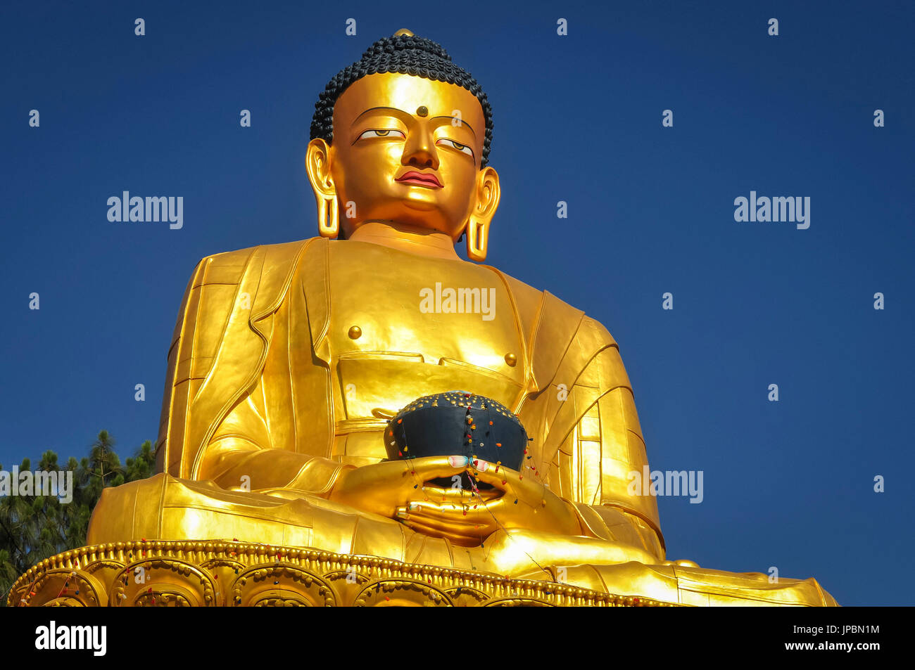 Statue de Bouddha dans le Temple de Swayambhunath, Vallée de Katmandou, Népal, Asie Banque D'Images
