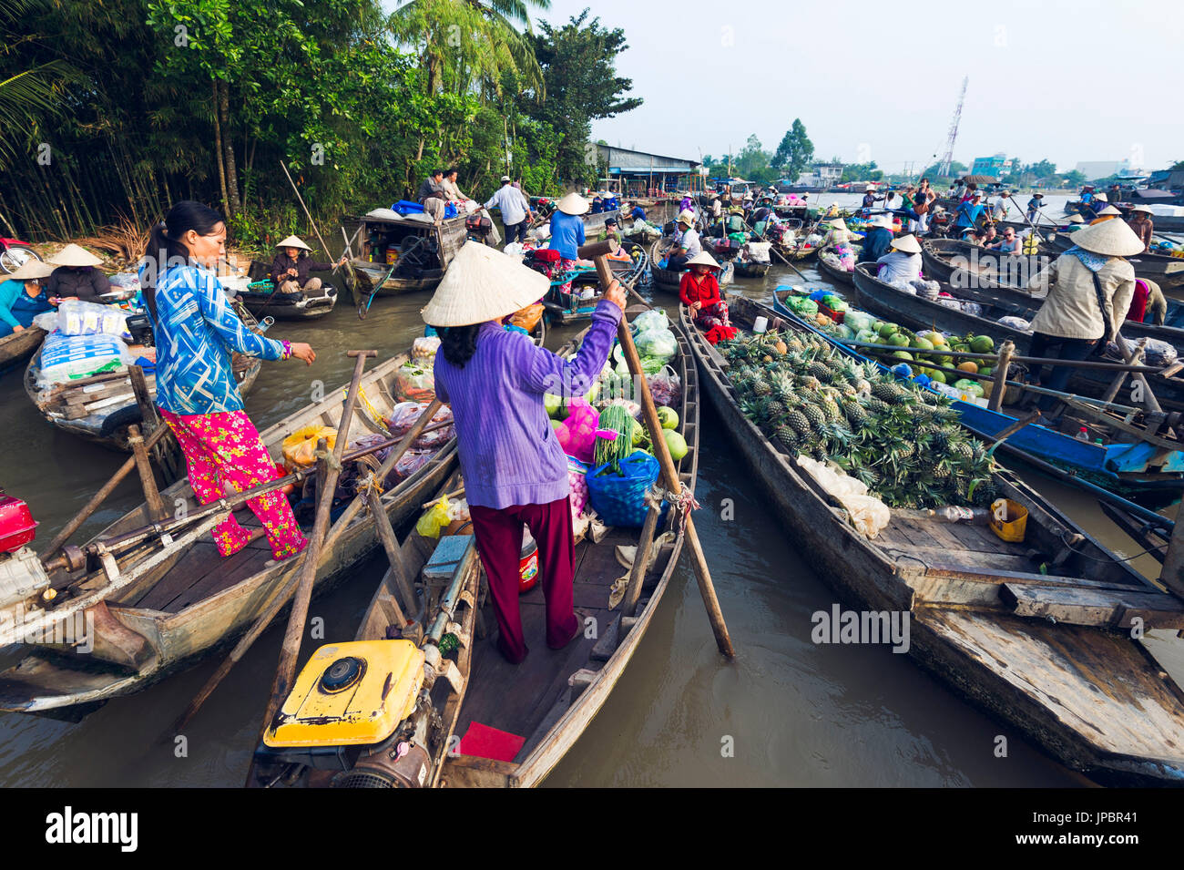 Can Tho, Delta du Mékong, Sud du Vietnam. Marché Flottant Phong Dien. Banque D'Images