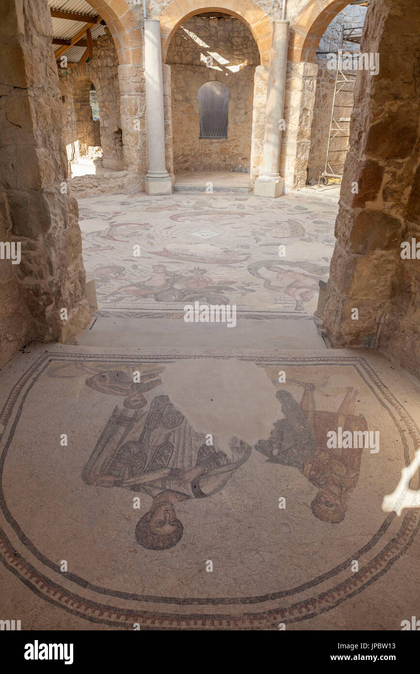 Mosaïques romaines dans le site archéologique de la Villa Romana del Casale, Piazza Armerina Province d'Enna Sicile Italie Europe Banque D'Images