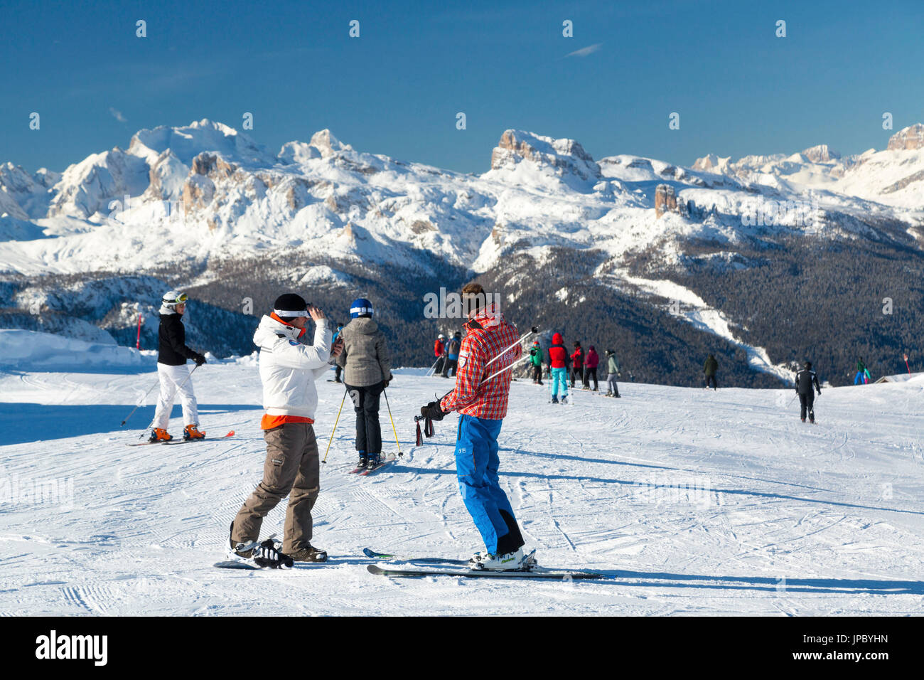 Pente de Faloria. Cortina d'Ampezzo, Veneto, Italie. Banque D'Images