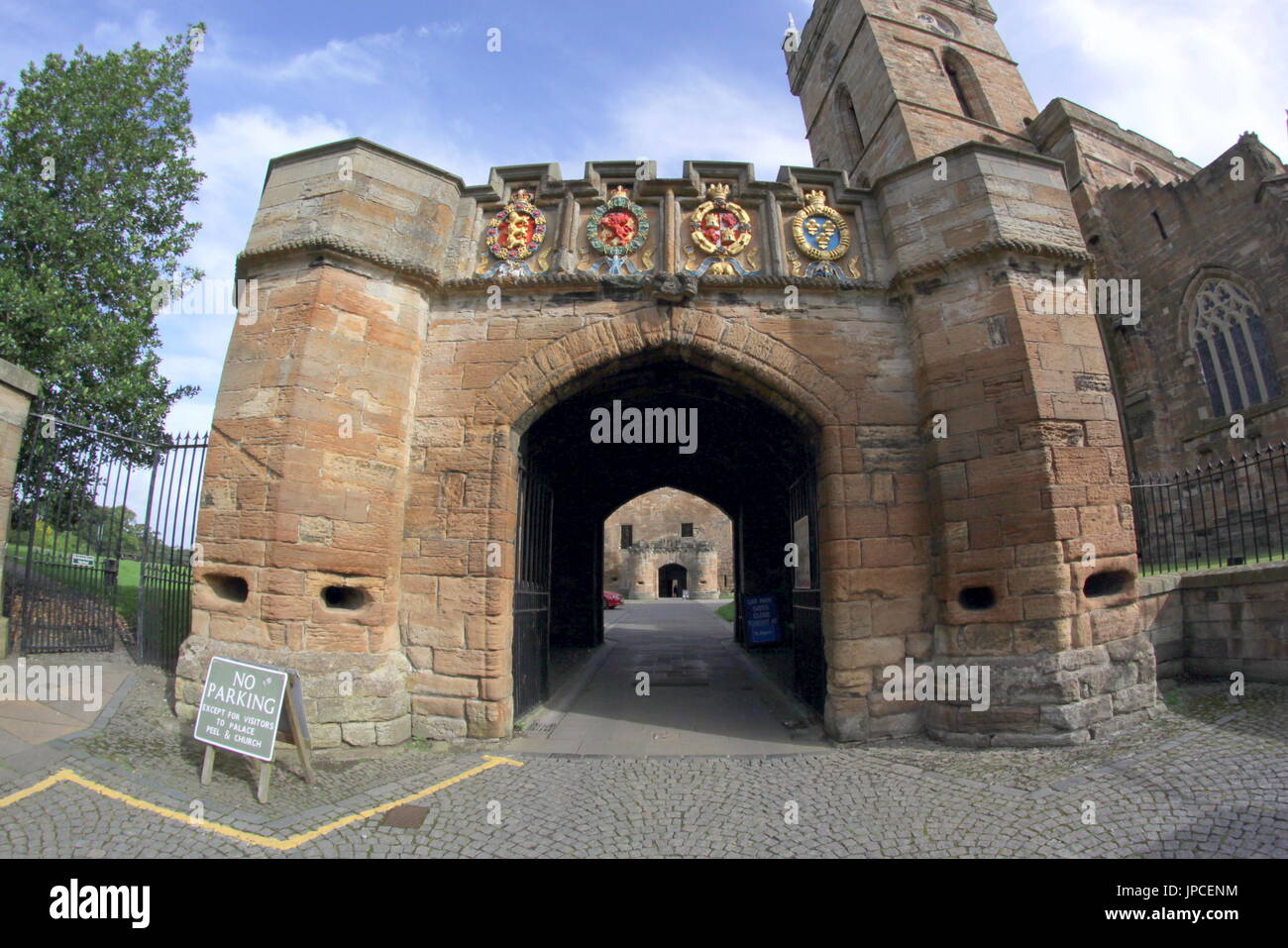 Le Palais de Linlithgow Linlithgow entrée , Kirkgate,,Lieu de naissance de Marie, Reine des Écossais Banque D'Images