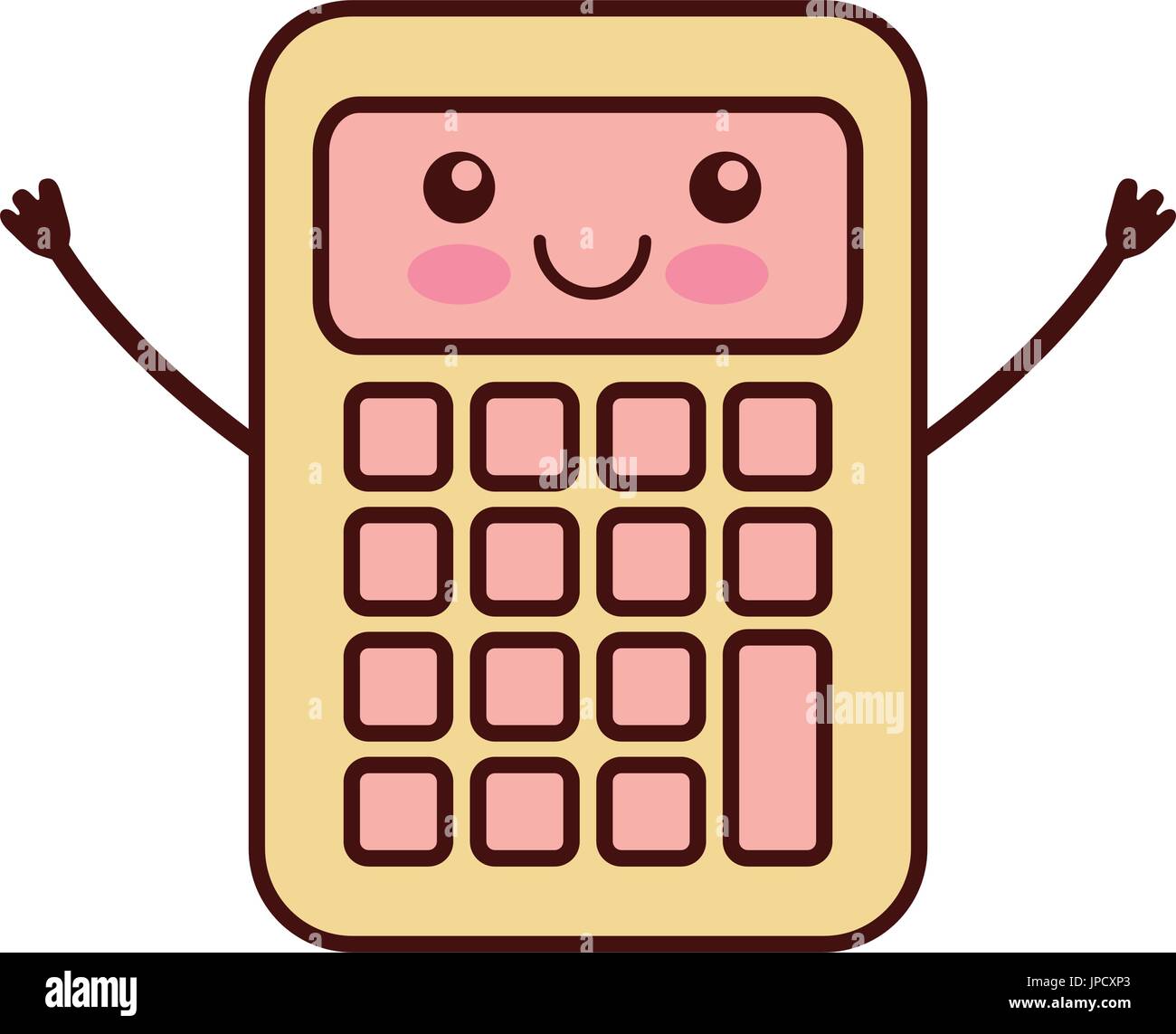 Mathématiques calculatrice caractère kawaii Image Vectorielle Stock Alamy