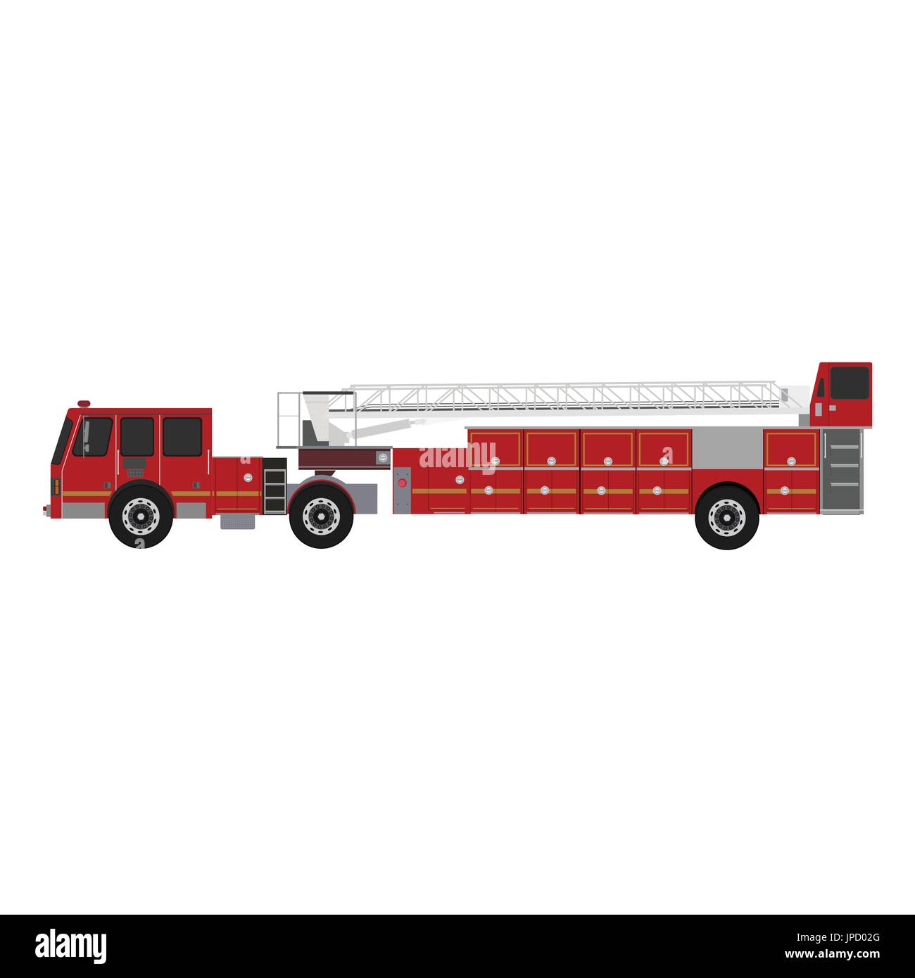Chariot équipé de sauvetage et de lutte contre les incendies. Illustration vecteur icône camion incendie style plat Illustration de Vecteur