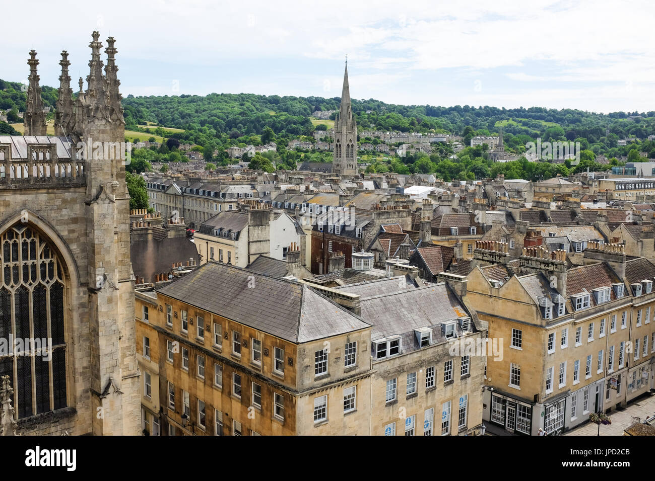 Une vue sur la ville de Bath à partir de la partie supérieure de l'abbaye de Bath. Banque D'Images