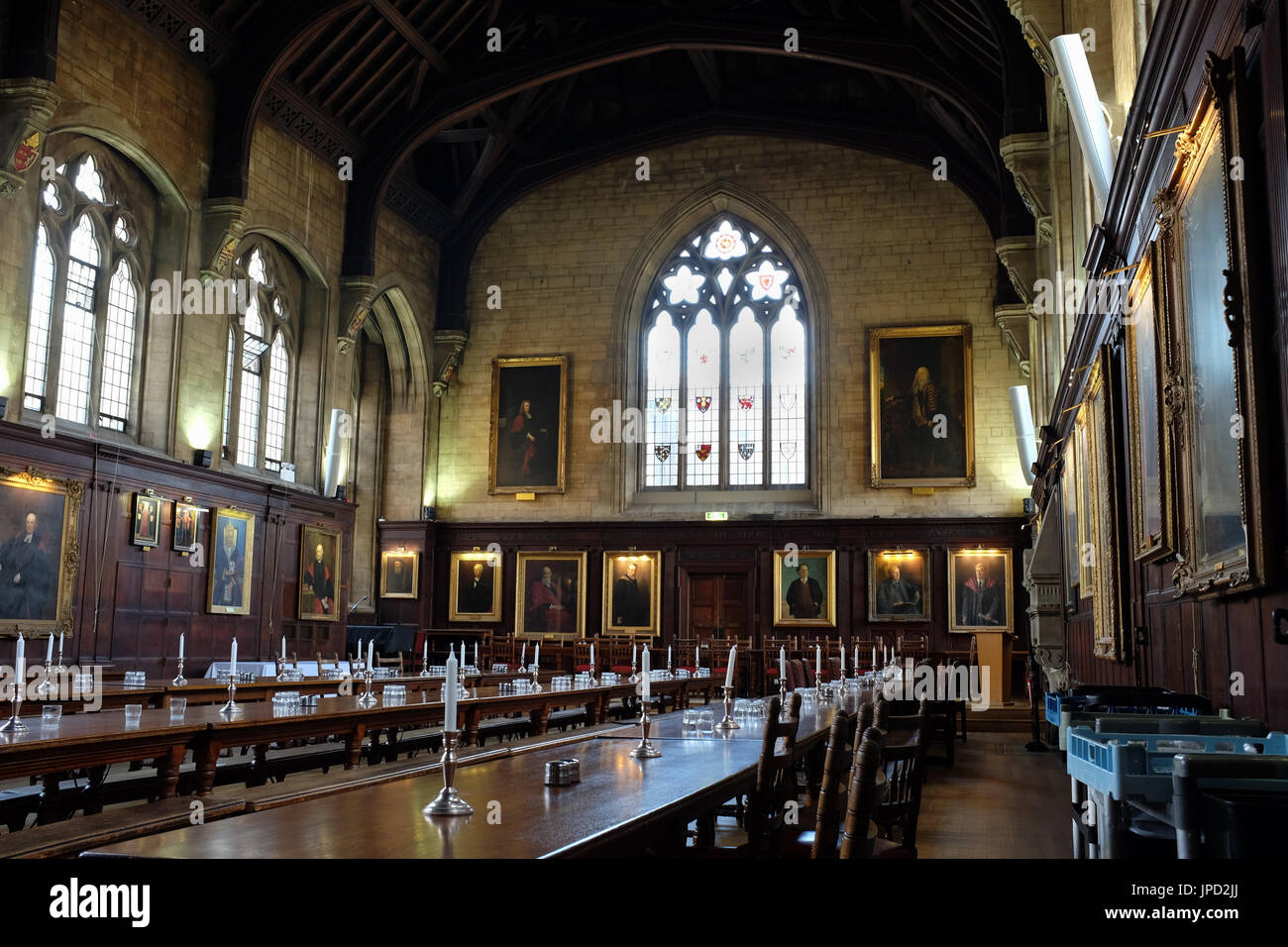La salle à manger au Balliol College à Oxford, Angleterre. Banque D'Images