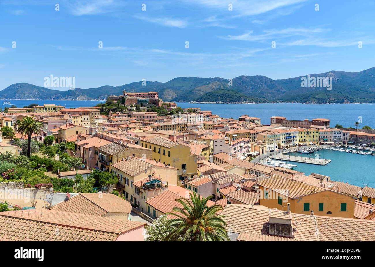 Vue panoramique sur Portoferraio, Ile d'Elbe, Toscane, Italie Banque D'Images