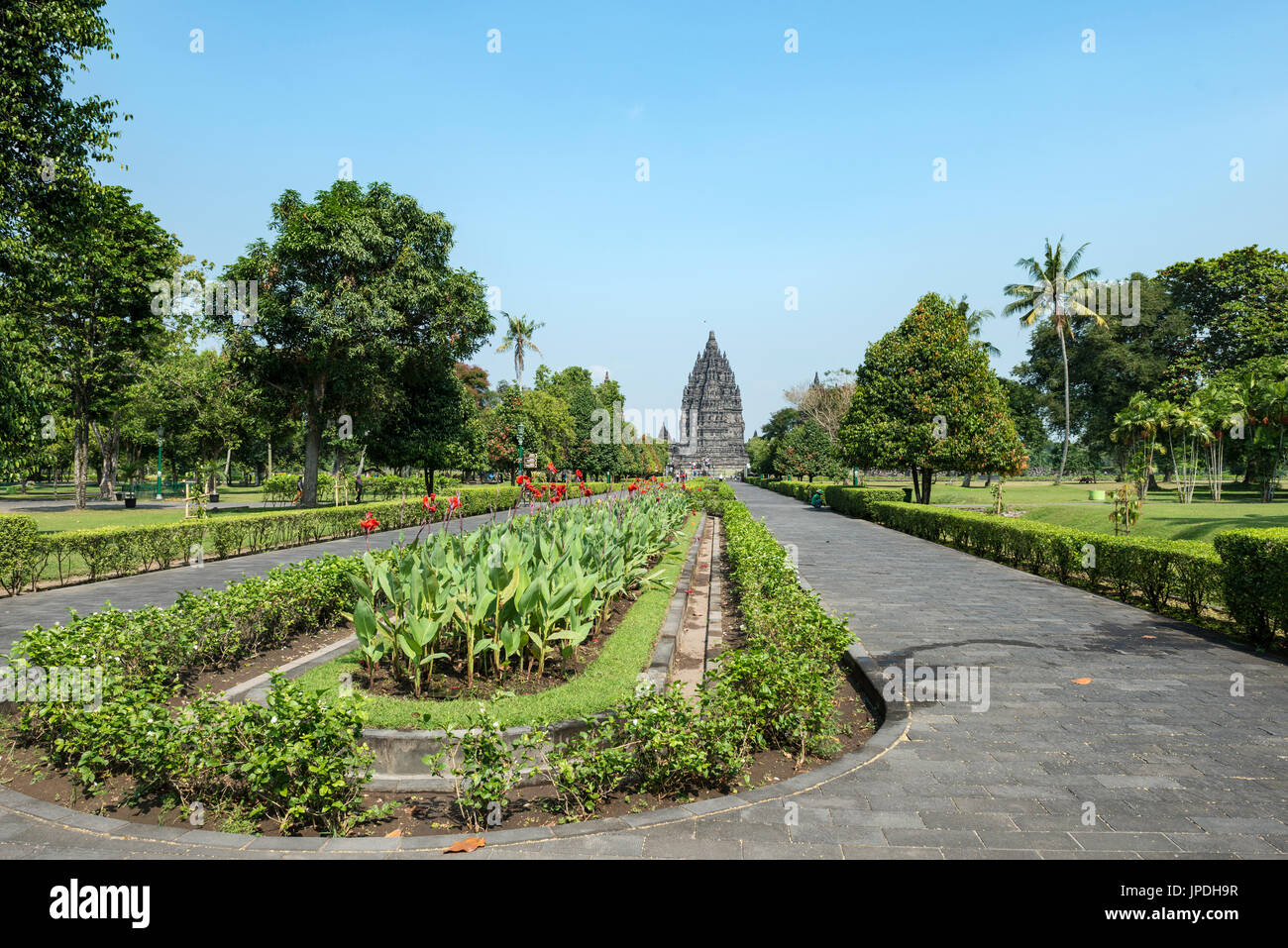 Temple Hindou de Prambanan, stupas, Khétt Siĕm Réab, Java, Indonésie Banque D'Images