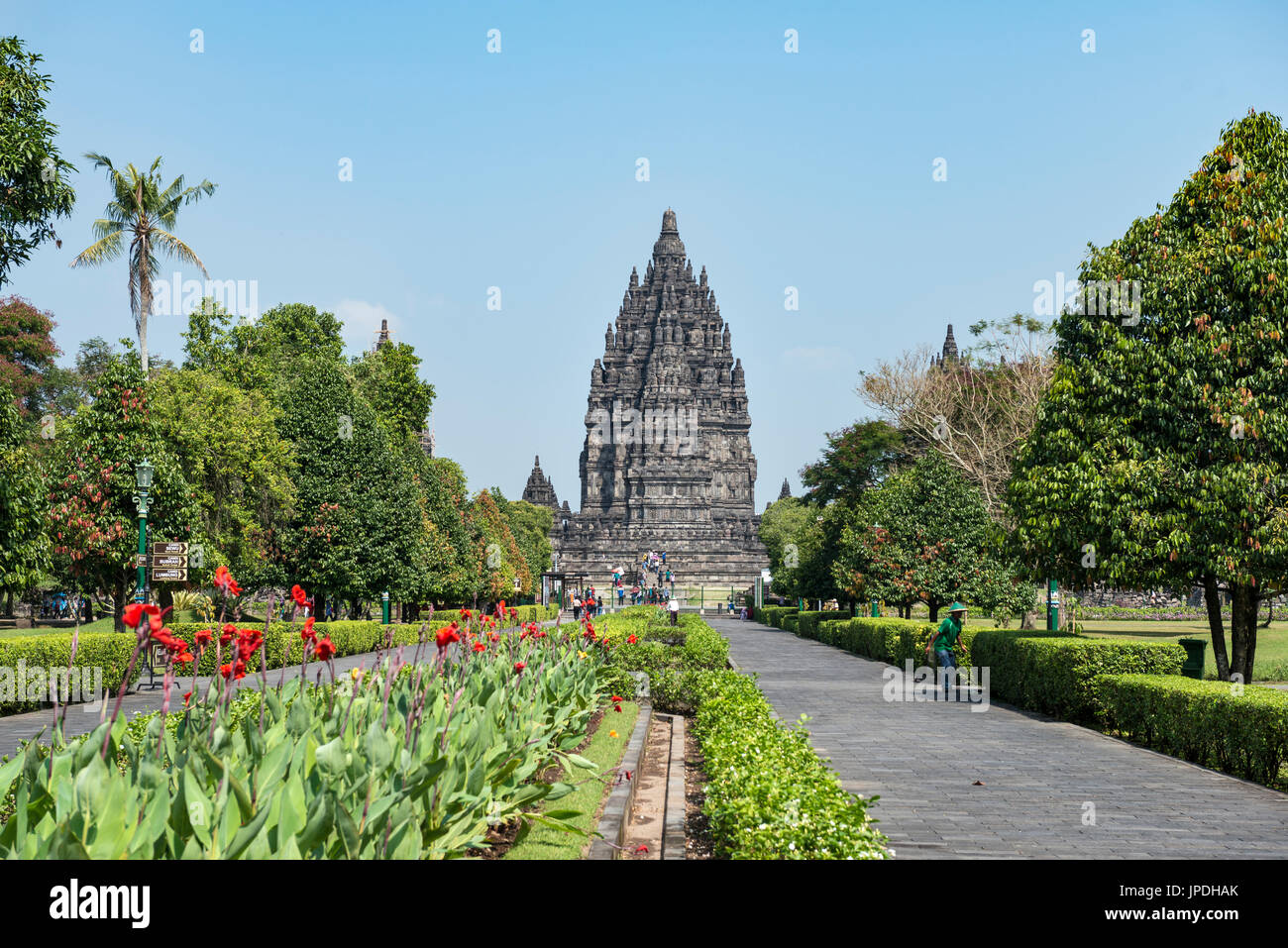 Temple Hindou de Prambanan, stupas, Khétt Siĕm Réab, Java, Indonésie Banque D'Images