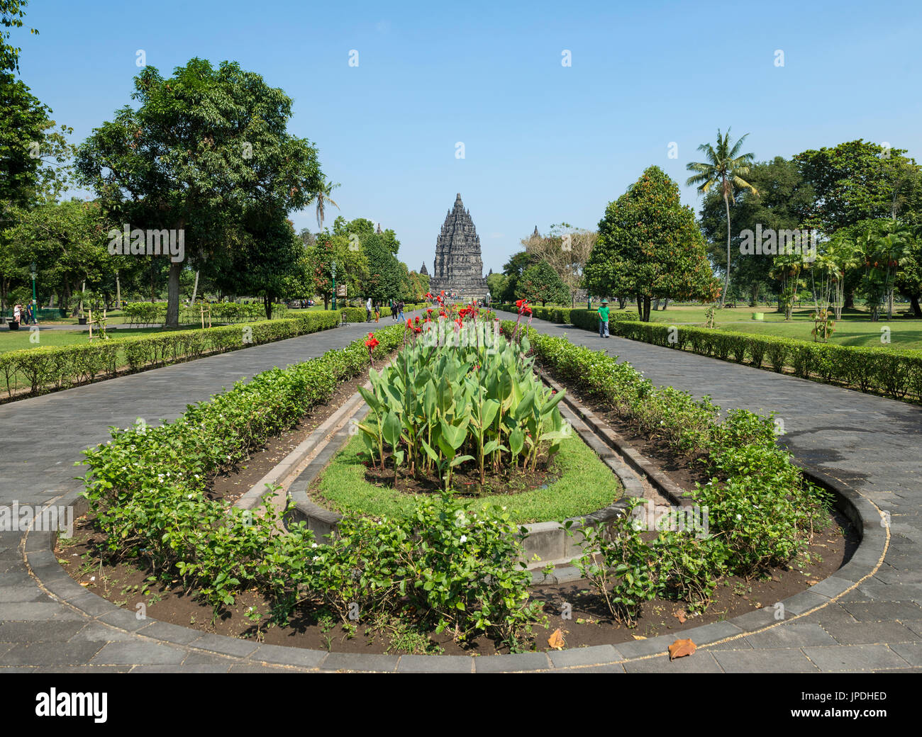 Temple Hindou de Prambanan, stupas, Khétt Siĕm Réab, Java, Indonésie Banque D'Images