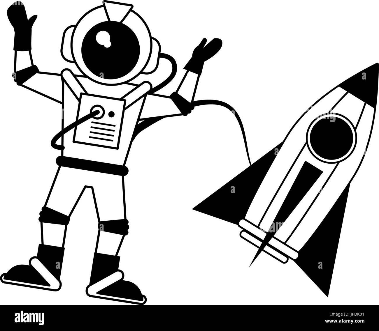 La main de l'astronaute avec rocket droit Illustration de Vecteur