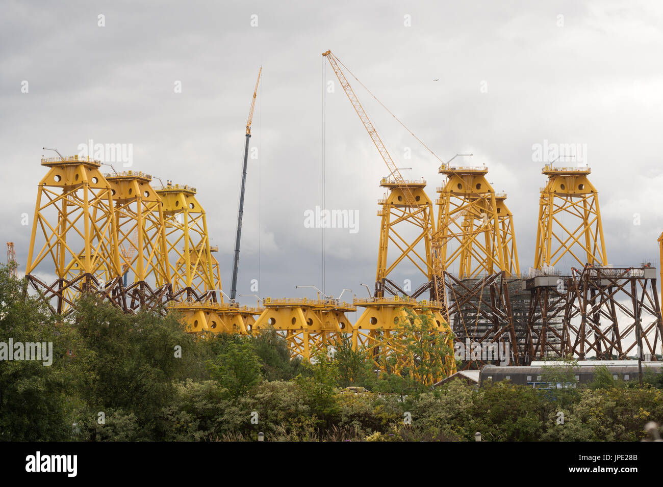 Prend en charge de l'éolienne ou les vestes à la cour d'Hadrien Groupe Offshore Newcastle, Royaume-Uni, Wallsend Projets Smulders, England, UK Banque D'Images