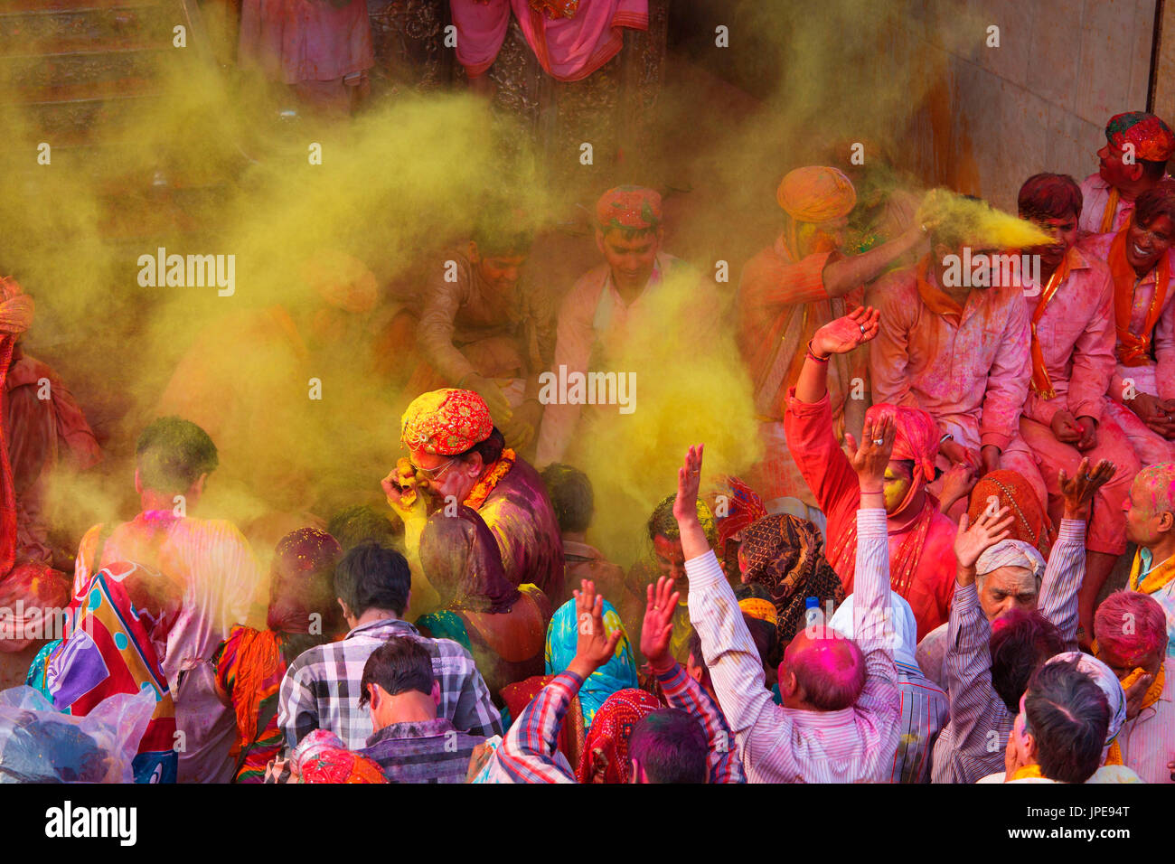 L'Asie, l'Inde, Nandgaon Célébration de festival holi Banque D'Images