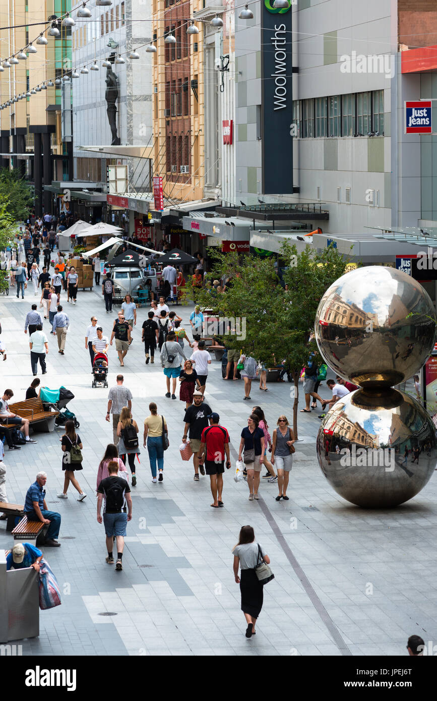 Randell Street Mall vu du point de vue élevé. Le centre d'Adélaïde, en Australie. Banque D'Images