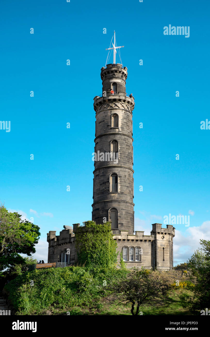 Calton Hill avec Monument Nelson, Édimbourg, Écosse, Royaume-Uni Banque D'Images