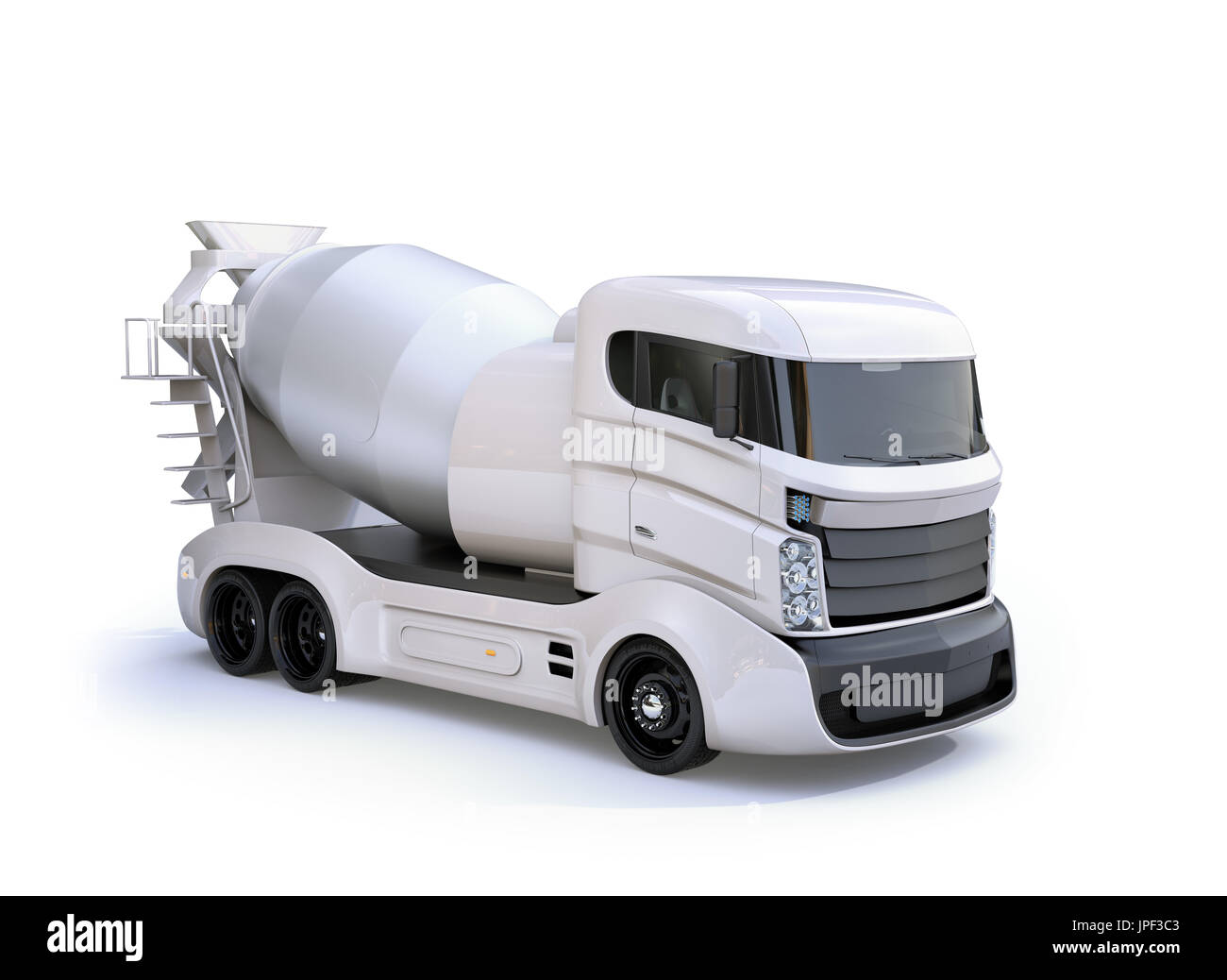 Bétonnière chariot électrique isolé sur fond blanc. Le rendu 3D image. Banque D'Images