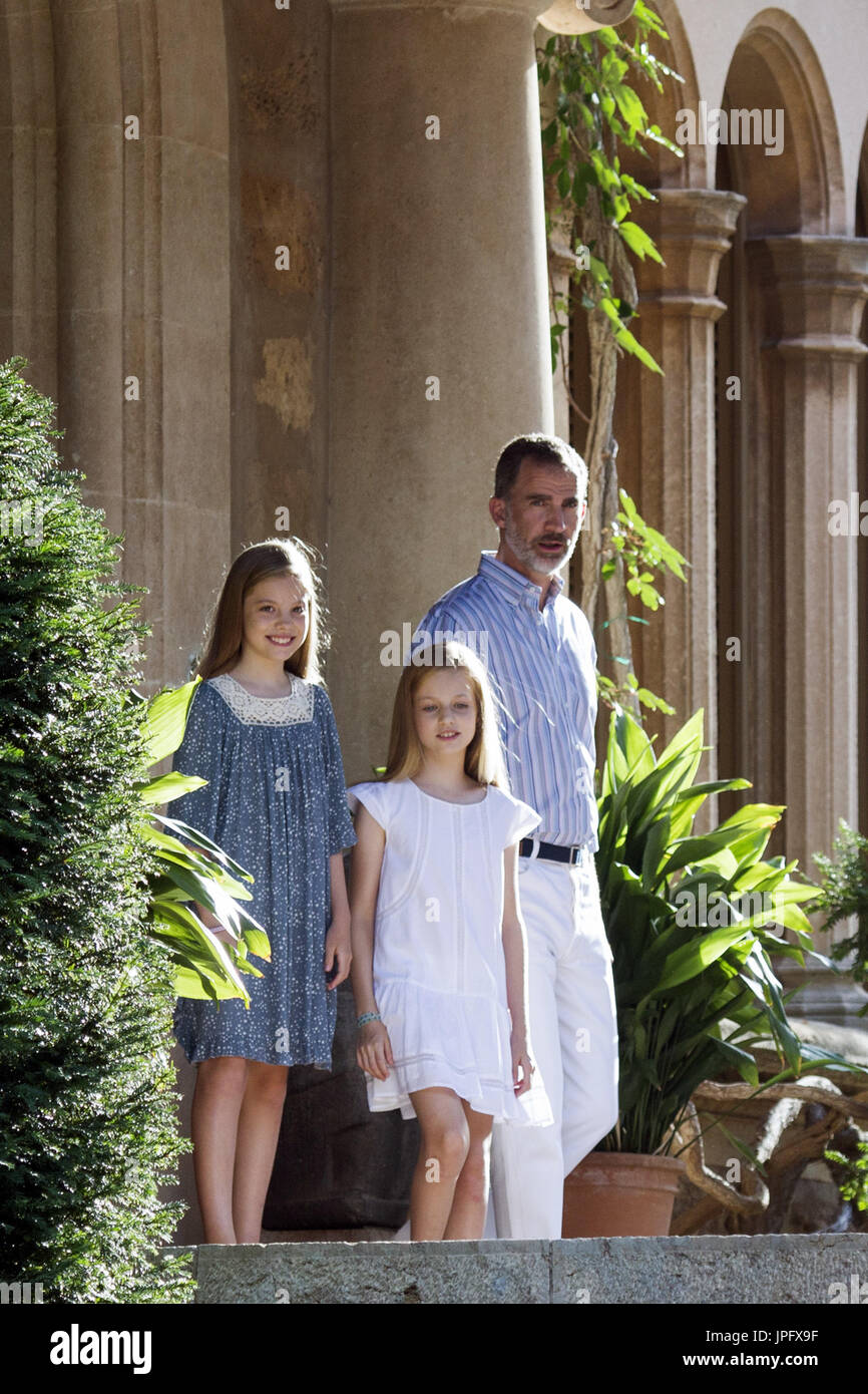 Palma de Mallorca, Espagne. 31 juillet, 2017. Princess Sofia d'Espagne, la Princesse Leonor d'Espagne et le roi d'Espagne Felipe assister à une séance de l'été, le 31 juillet 2017 à Palma de Majorque, Espagne. | Verwendung weltweit Credit : dpa/Alamy Live News Banque D'Images
