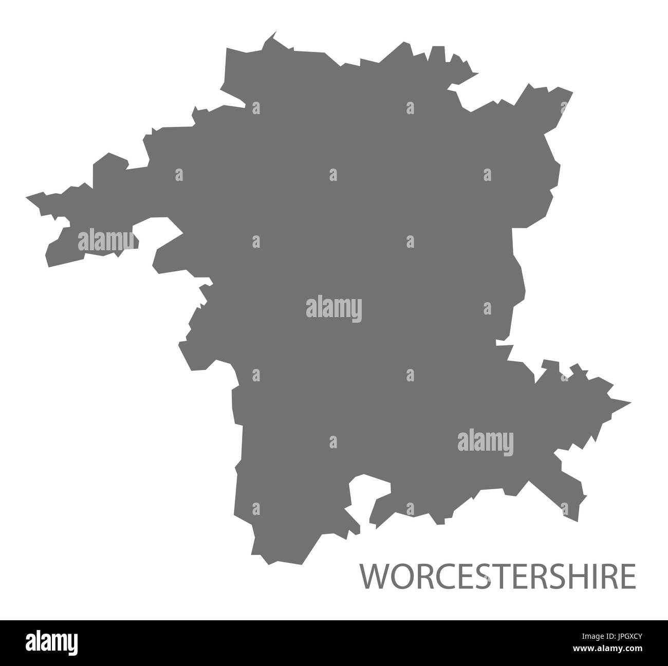 Carte du comté de Worcestershire England UK gris illustration forme silhouette Illustration de Vecteur