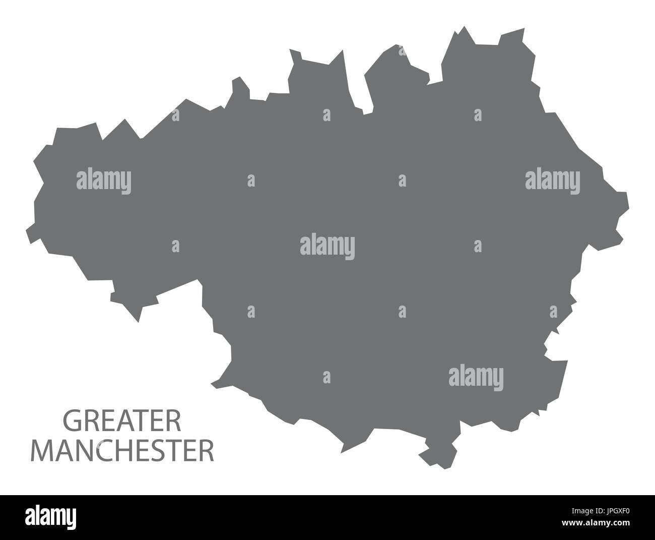 Carte du comté métropolitain du Grand Manchester England UK gris illustration forme silhouette Illustration de Vecteur