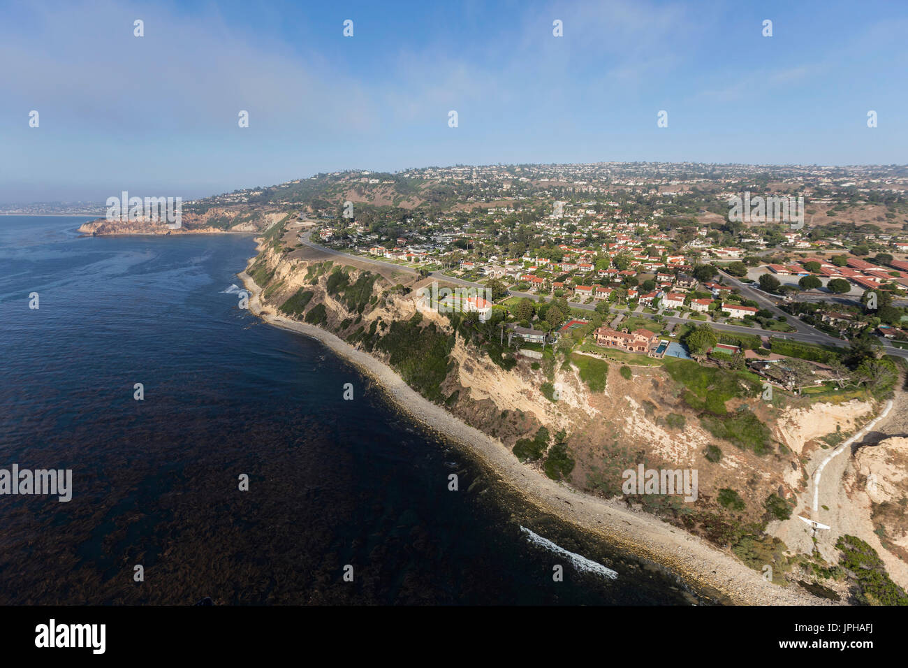 La côte de la Californie du sud vue aérienne de Rancho Palos Verdes dans le comté de Los Angeles. Banque D'Images